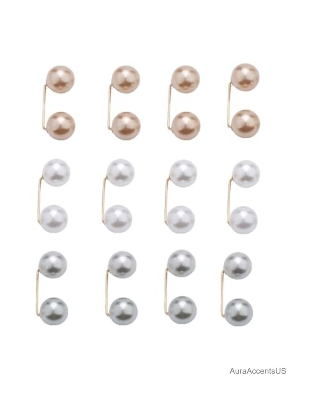 12 Pack Pearl Safety Brooch Pins Sweater Shawl Clips Cardigan Collar Holder